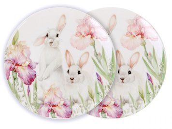 Набір з 2-х тарілок Кролики в Ірисах 20.5 см. Порцеляна